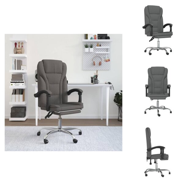 VidaXL Sedia da ufficio con funzione reclinabile in tessuto grigio scuro - Sedie da ufficio