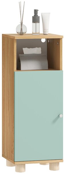 HOMCOM Mobile da bagno, mobiletto portaoggetti stretto con armadio a porta e vano aperto, 30x30x80cm, verde | Aosom Italy
