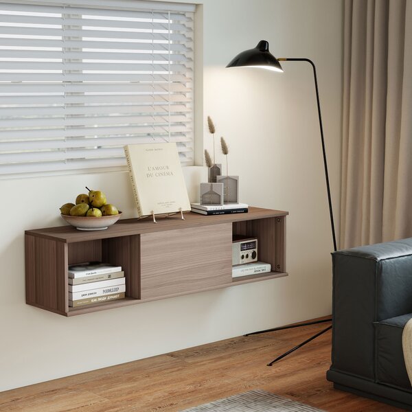 HOMCOM Armadio da Bagno a Parete Mueble da Bagno Appeso con 2 Scomparti Aperti e Porta Ribaltabile 120x30x29,5 cm Marrone | Aosom Italy