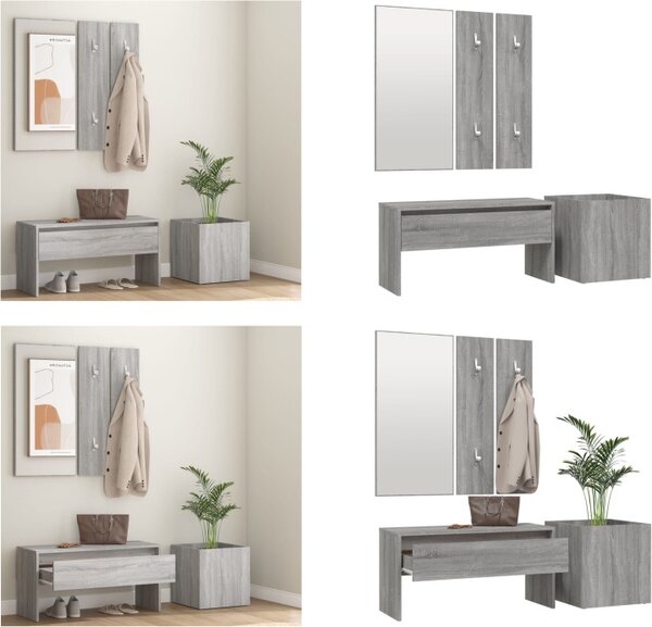 VidaXL Set di mobili per corridoio in legno grigio Sonoma - Set di mobili per corridoio - Set di mobili per corridoio - Mobili per corridoio - Set di mobili per corridoio