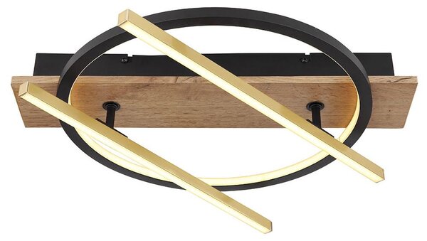 Plafoniera LED, effetto legno, orientabile e inclinabile, 3 modalità di illuminazione, D 40 cm