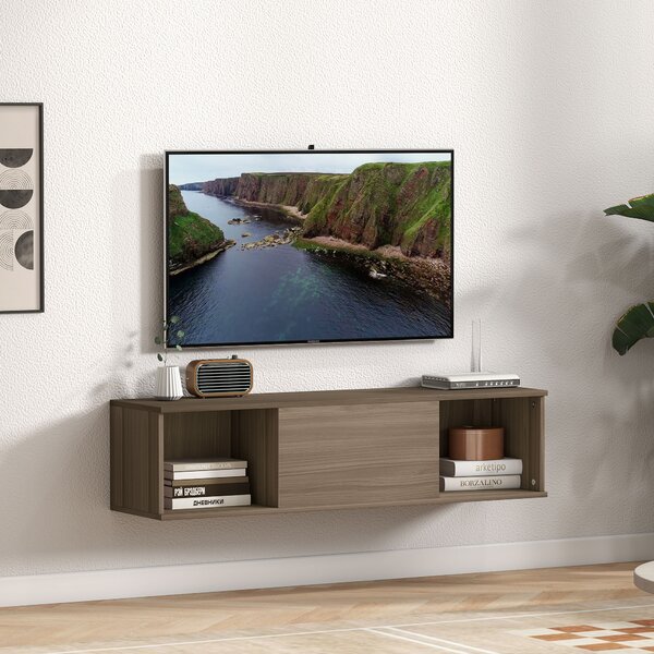 HOMCOM Armadio da Bagno a Parete Mueble da Bagno Appeso con 2 Scomparti Aperti e Porta Ribaltabile 120x30x29,5 cm Marrone | Aosom Italy
