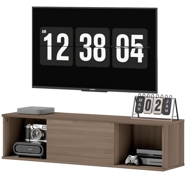 HOMCOM Armadio da Bagno a Parete Mueble da Bagno Appeso con 2 Scomparti Aperti e Porta Ribaltabile 120x30x29,5 cm Marrone | Aosom Italy