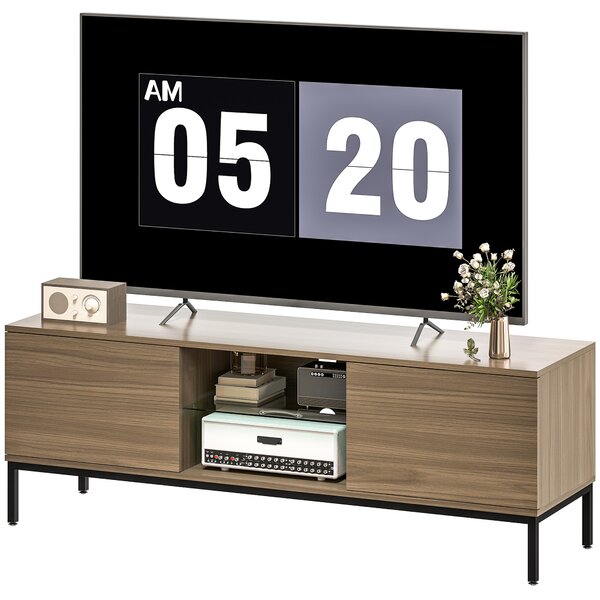HOMCOM Mobile TV con Scomparto Foro Cavi e Ripiano Regolabile per Televisore da 60 Pollici 140x40x49,5 cm Grigio | Aosom Italy