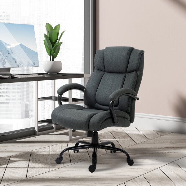 Vinsetto Sedia da Ufficio, Sedia da Scrivania Ergonomica, Sedia Girevole con Braccioli Imbottiti, fino a 220 kg, Grigio | Aosom Italy