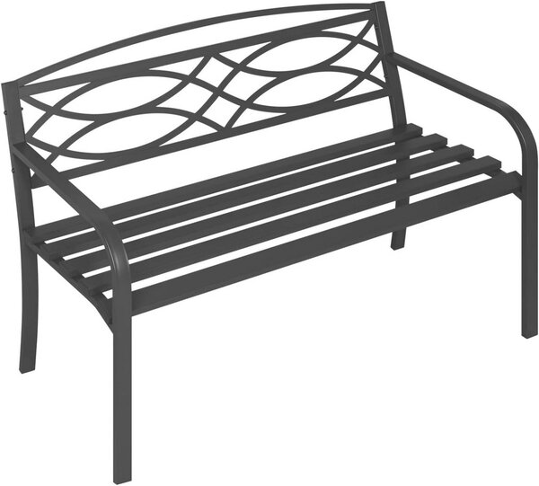 Panchina da giardino WOLTU in metallo resistente alle intemperie, panchina da parco per 2-3 persone, panchina da balcone, nera