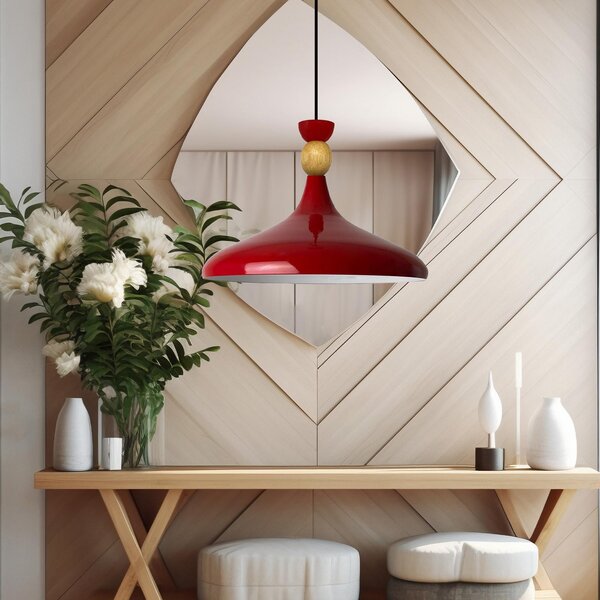 Lampada a sospensione rossa Ø35 cm metallo E27 Lampada moderna, senza lampadina