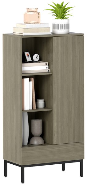 HOMCOM Credenza per Salotto Moderna con Porta Cassetto Ripiano Regolabile e 3 Scomparti Aperti 60x34x121 cm Naturale | Aosom Italy