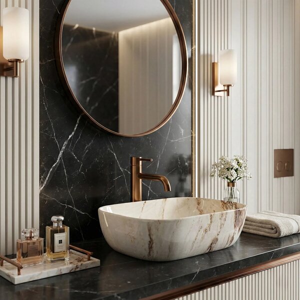Lavabo da appoggio Rea Belinda Marrone Shiny
