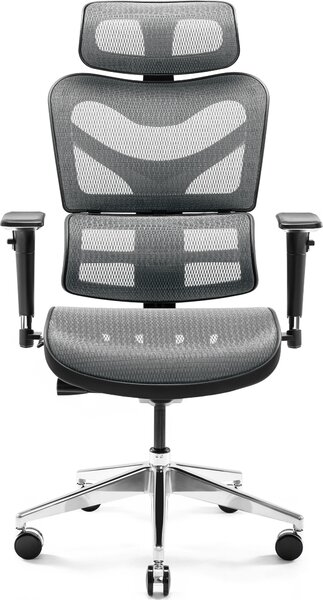 Diablo V-Commander Sedia ergonomica da ufficio Sedia direzionale Bracciolo 3D Supporto lombare Poggiatesta regolabile e sedile in rete Nero-Grigio