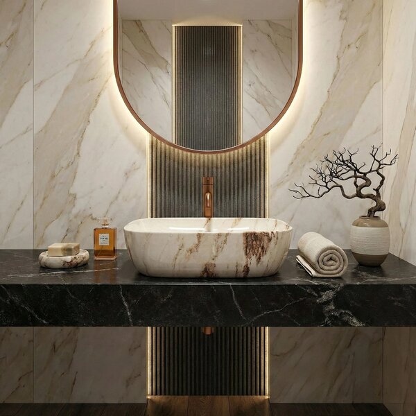 Lavabo da appoggio Rea Belinda Marrone Shiny