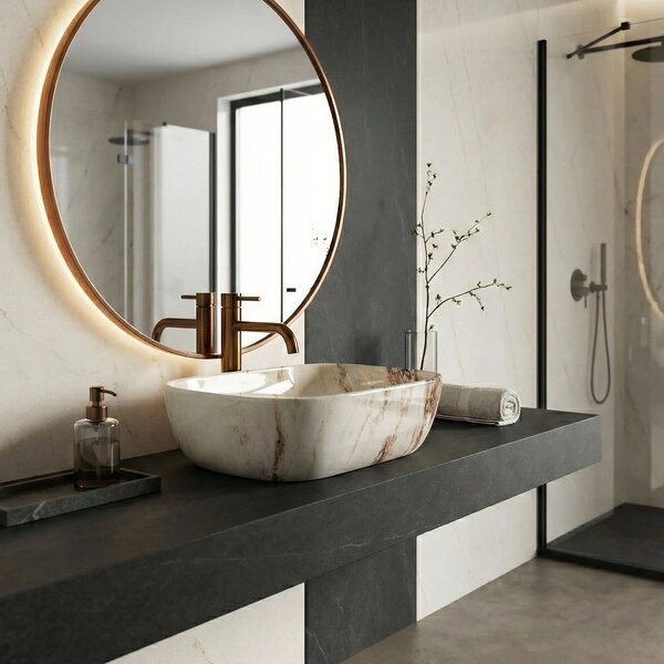 Lavabo da appoggio Rea Belinda Marrone Shiny