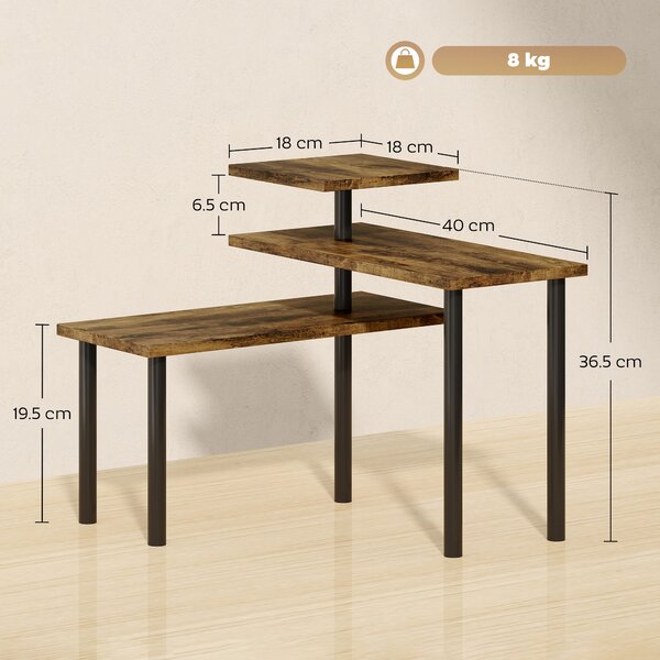 HOMCOM Scaffale Cucina a 3 Livelli Girevoli Salvaspazio in Legno e Acciaio, 40x10x36.5 cm, Marrone Rustico | Aosom Italy