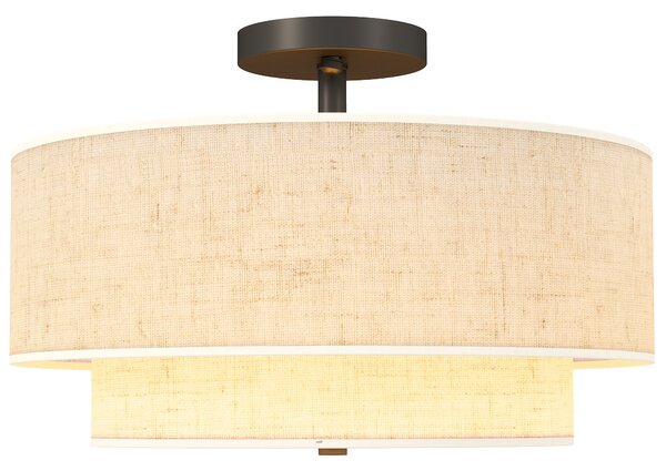 HOMCOM Lampada a Soffitto, Lampada a Sospensione con Doppi Paralumi in Lino, Bianco crema | Aosom Italy