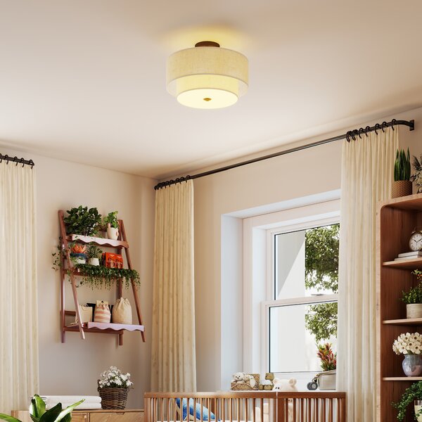 HOMCOM Lampada a Soffitto, Lampada a Sospensione con Doppi Paralumi in Lino, Bianco crema | Aosom Italy