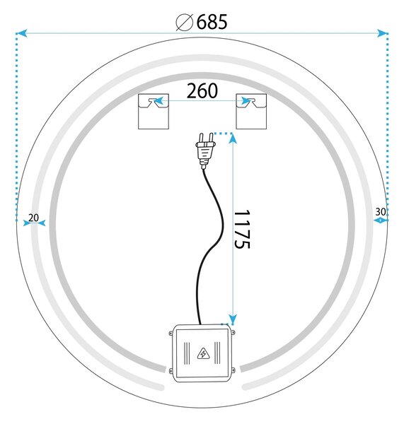 Specchio LED 70cm Modern
