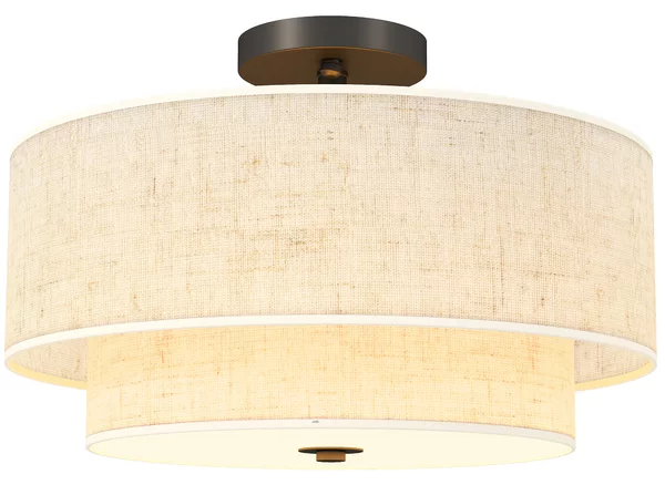 HOMCOM Lampada a Soffitto, Lampada a Sospensione con Doppi Paralumi in Lino, Bianco crema | Aosom Italy