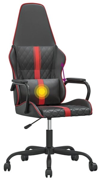 VidaXL Sedia da gioco con funzione massaggio in ecopelle rossa e nera