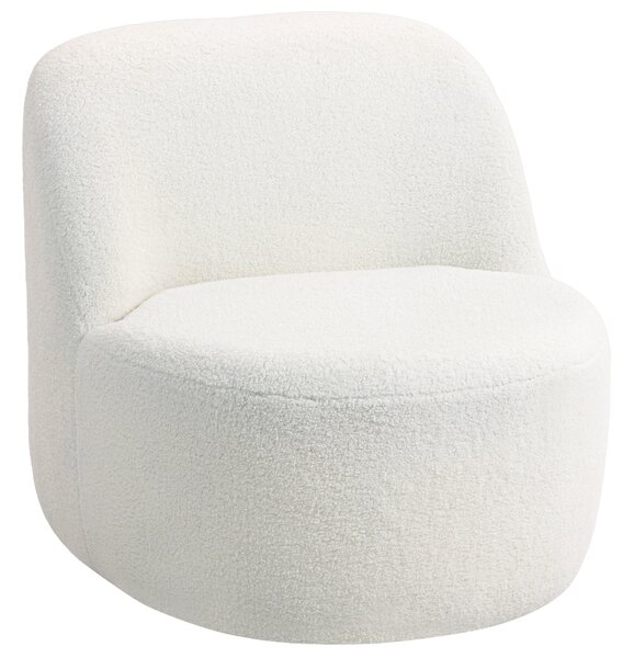 Poltrona per Salotto con Schienale Ergonomico 73x82x71 cm in Tessuto Sherpa Bianco Crema