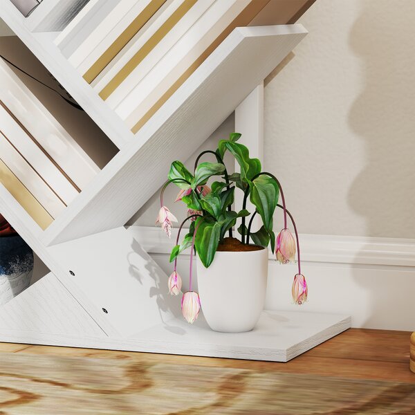 HOMCOM Libreria a Forma di Albero con 9 Ripiani e Sistema Anti-Ribaltamento per Soggiorno Camera da Letto 50x24x136 cm Bianco | Aosom Italy