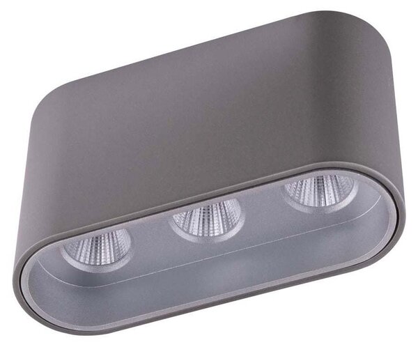 Lampada da soffitto a LED, alluminio pressofuso, grigio, argento, lunghezza 10,5 cm