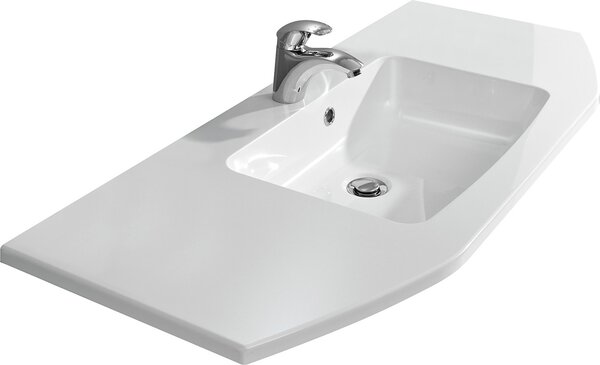 Lavabo >Abelica I< in mineralmarmo bianco - 112x2x48cm (LxAxP)