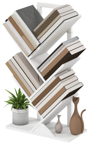 HOMCOM Libreria a Forma di Albero con 5 Ripiani e Sistema Anti-Ribaltamento per Salotto Camera 50x24x82 cm Bianco | Aosom Italy