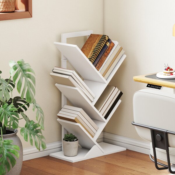 HOMCOM Libreria a Forma di Albero con 5 Ripiani e Sistema Anti-Ribaltamento per Salotto Camera 50x24x82 cm Bianco | Aosom Italy