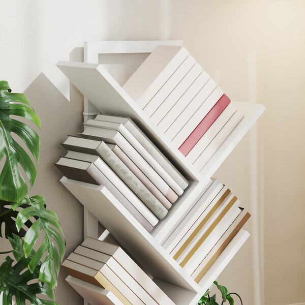 HOMCOM Libreria a Forma di Albero con 9 Ripiani e Sistema Anti-Ribaltamento per Soggiorno Camera da Letto 50x24x136 cm Bianco | Aosom Italy