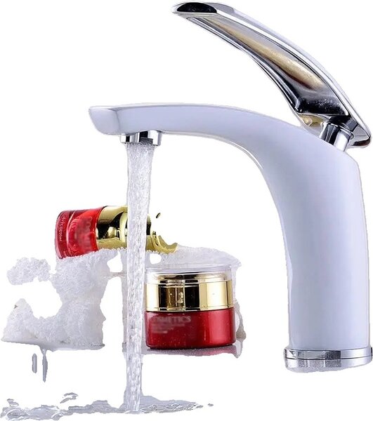 Miscelatore per lavello, design elegante, facile installazione, BIANCO