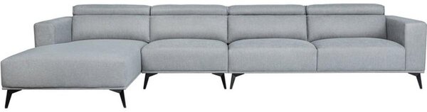 Divano ad angolo componibile - 4 posti - LEONIE - Tessuto grigio chiaro - Schienali regolabili - 357 x 175 x 75 cm