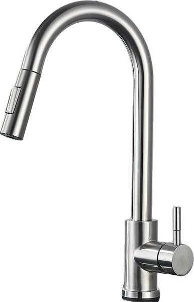 Rubinetto da cucina, Funzione spray estraibile, Design monocomando, Nickel spazzolato A