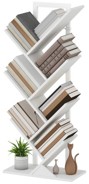 HOMCOM Libreria a Forma di Albero con 7 Ripiani e Sistema Anti-ribaltamento per Soggiorno Camera da Letto 50x24x109 cm Bianco | Aosom Italy