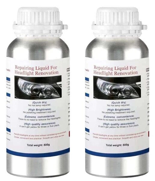 Lucidante per fari, liquido vaporizzatore, rigenerazione lampada polimerica, liquido di riparazione da 800 g X2