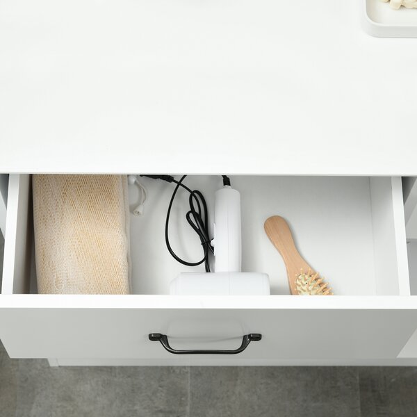 Kleankin Mobile da bagno, armadio da bagno su piedi con doppia porta, cassetto, scomparti aperti, 80x34x81cm, bianco | Aosom Italy
