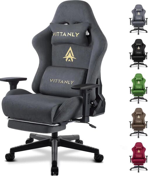Sedia da gioco, schienale regolabile, design ergonomico, grigio