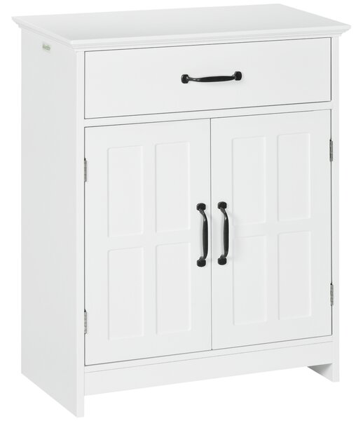 Kleankin Mobile Salle de Bain, Armadio Salle de Bain in Piedi con Doppia Porta, Cassetto e Ripiano Regolabile, 60x30x75cm, Bianco | Aosom Italy