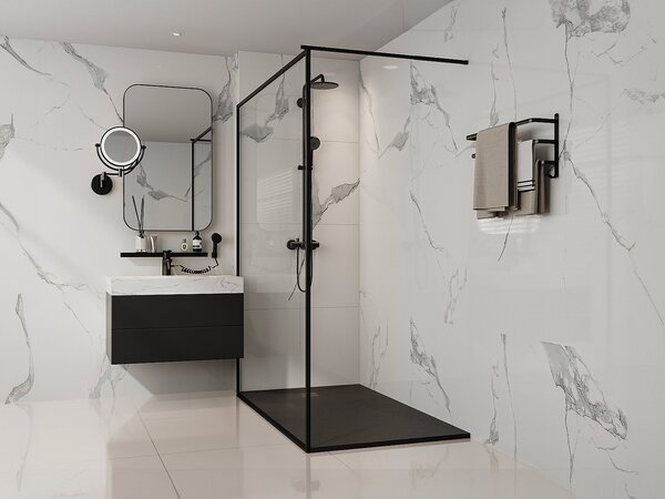 Piatto per doccia da posare o da incasso 160 x 90 cm in Resina Nero - MIRNOSA