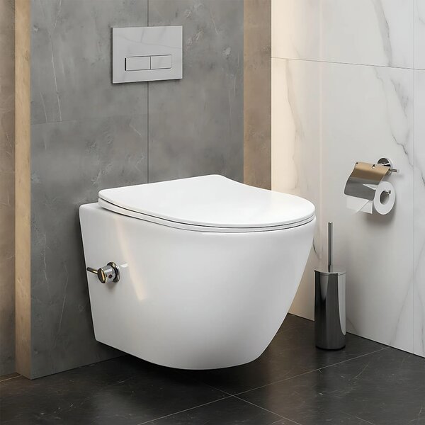 Vaso WC sospeso REA Carlo Lux Rimless con funzione bidet