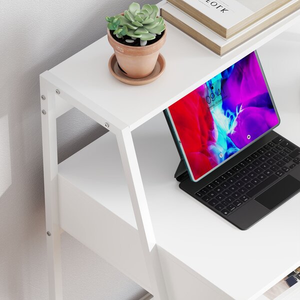 HOMCOM Scrivania Segretario Scrivania per Computer Stile neo-rétro cassetto Vano mensola metallo Bianco | Aosom Italy
