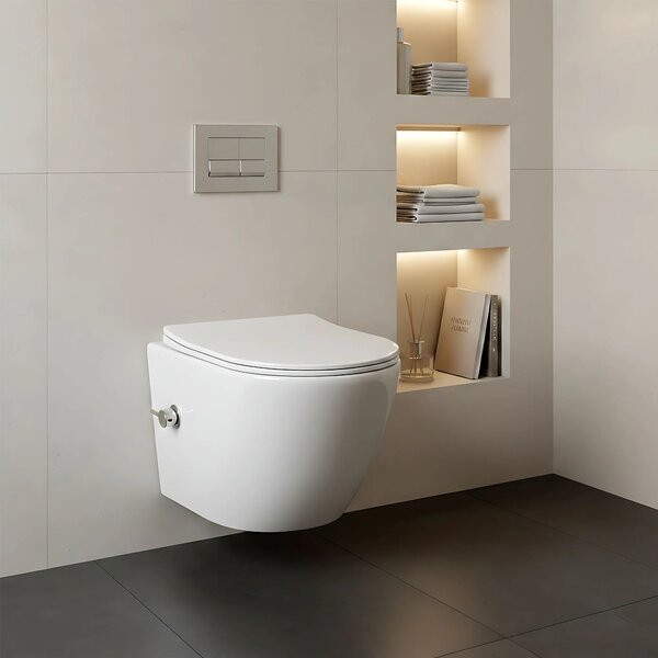 Vaso WC sospeso REA Carlo Lux Rimless con funzione bidet
