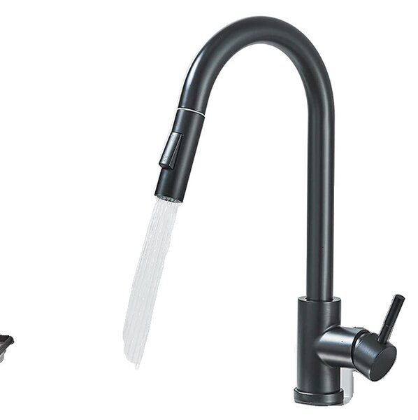 Rubinetto da cucina estraibile, rotazione a 360°, doppia modalità d'acqua, nero