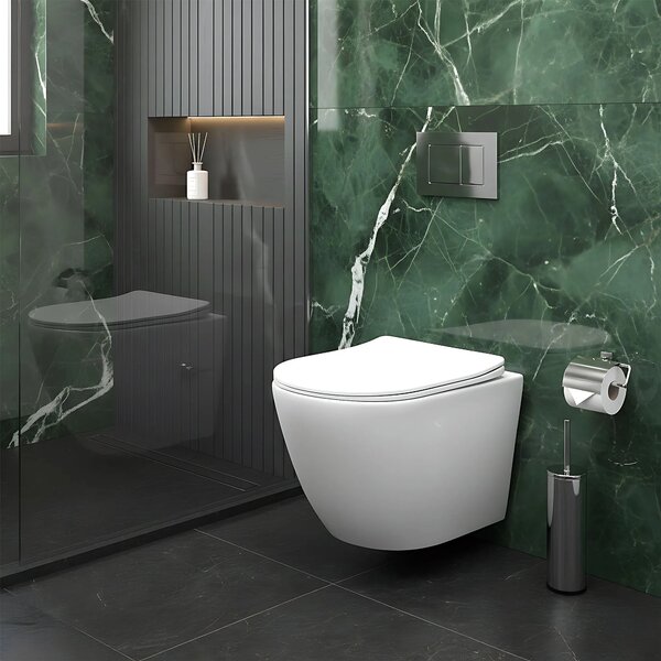 Vaso WC sospeso REA Carlo Lux Rimless con funzione bidet