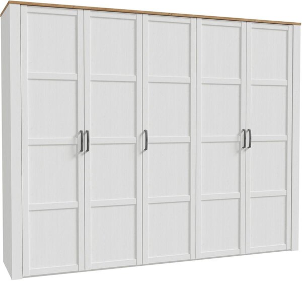 Comò da camera - BOHOL - Finitura rovere e bianco - 5 ante a battente - L 265,6 x P 59,6 x H 214 cm