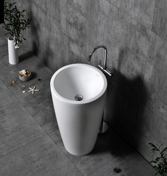 Lavabo da appoggio TWZ16 - Resina minerale - Bianco opaco - 50 x 50 x 90 cm