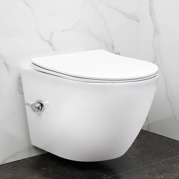 Vaso WC sospeso REA Carlo Lux Rimless con funzione bidet