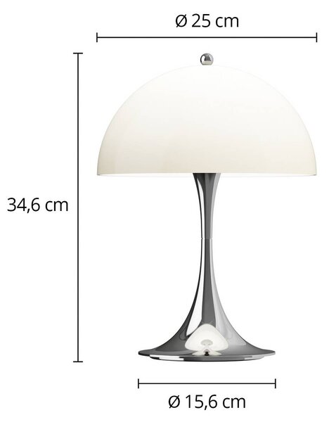 Louis Poulsen Lampada da tavolo a LED Panthella 250, dimmerabile, Cromo / Argento, Soggiorno / Sala da pranzo, Plastica, Moderno, Lampada da tavolo LED