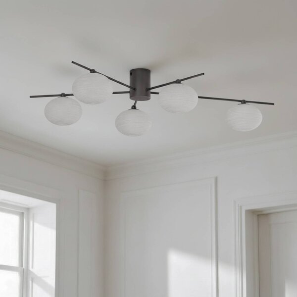 Lindby Plafoniera soffitto Valisa, dimmerabile, Nero, Soggiorno / Sala da pranzo, Vetro, Plafoniera