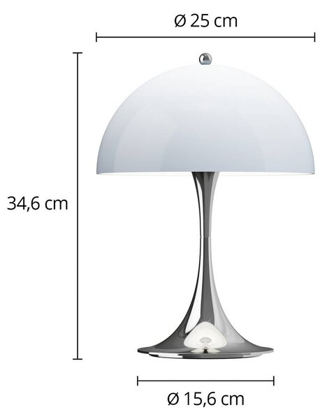 Louis Poulsen Lampada da tavolo a LED Panthella 250, dimmerabile, Cromo / Argento, Soggiorno / Sala da pranzo, Plastica, Moderno, Lampada da tavolo LED