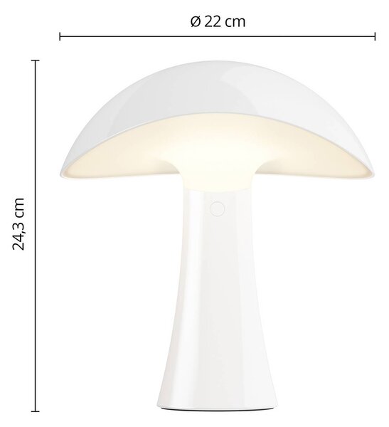 Louis Poulsen Lampada da tavolo a batteria LED Rumee 220, bianca, IP44 dimmerabile, Bianco / Opale, Soggiorno / Sala da pranzo, Plastica, Scandinavo